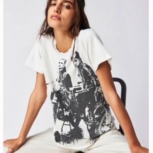 Free People The Bureau Moto Girls Tee in white size Small